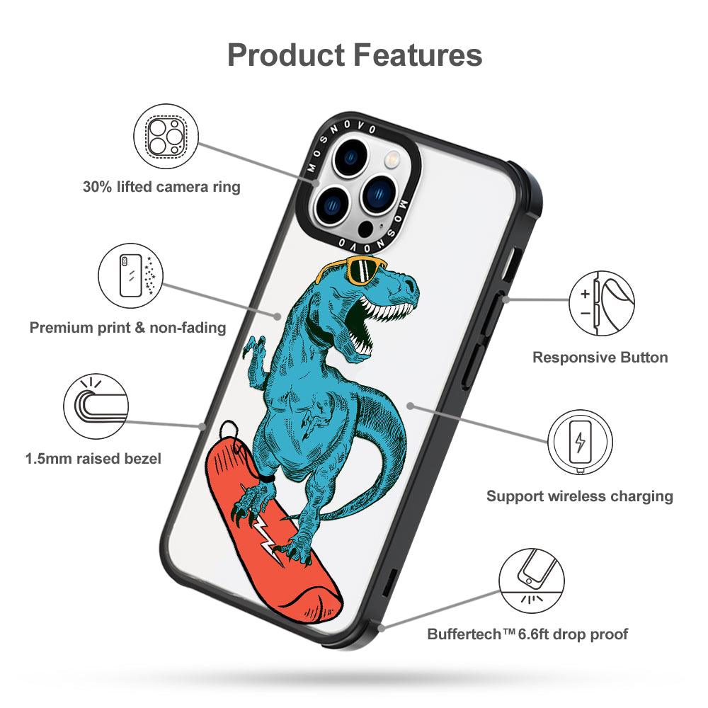 Surfing Dinosaur Phone Case - iPhone 13 Pro Max Case - MOSNOVO