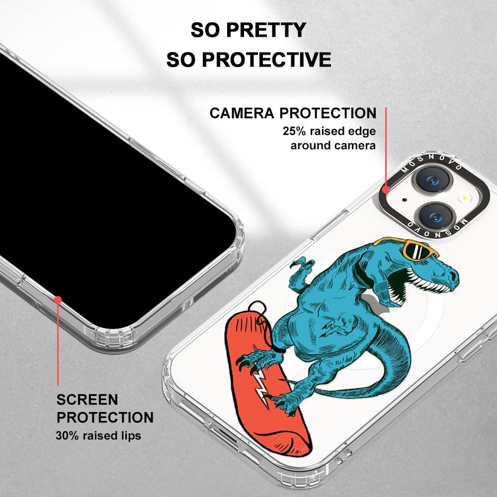 Surfing Dinosaur Phone Case - iPhone 14 Plus Case - MOSNOVO