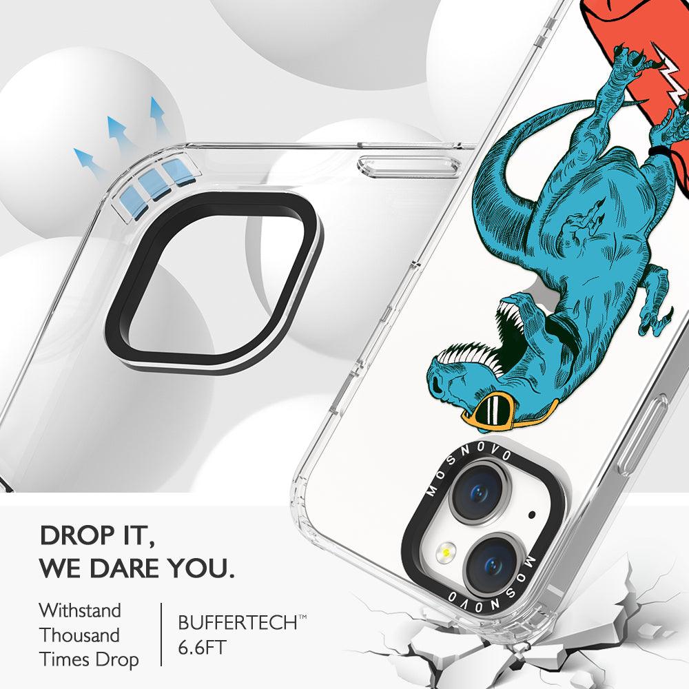 Surfing Dinosaur Phone Case - iPhone 14 Plus Case - MOSNOVO