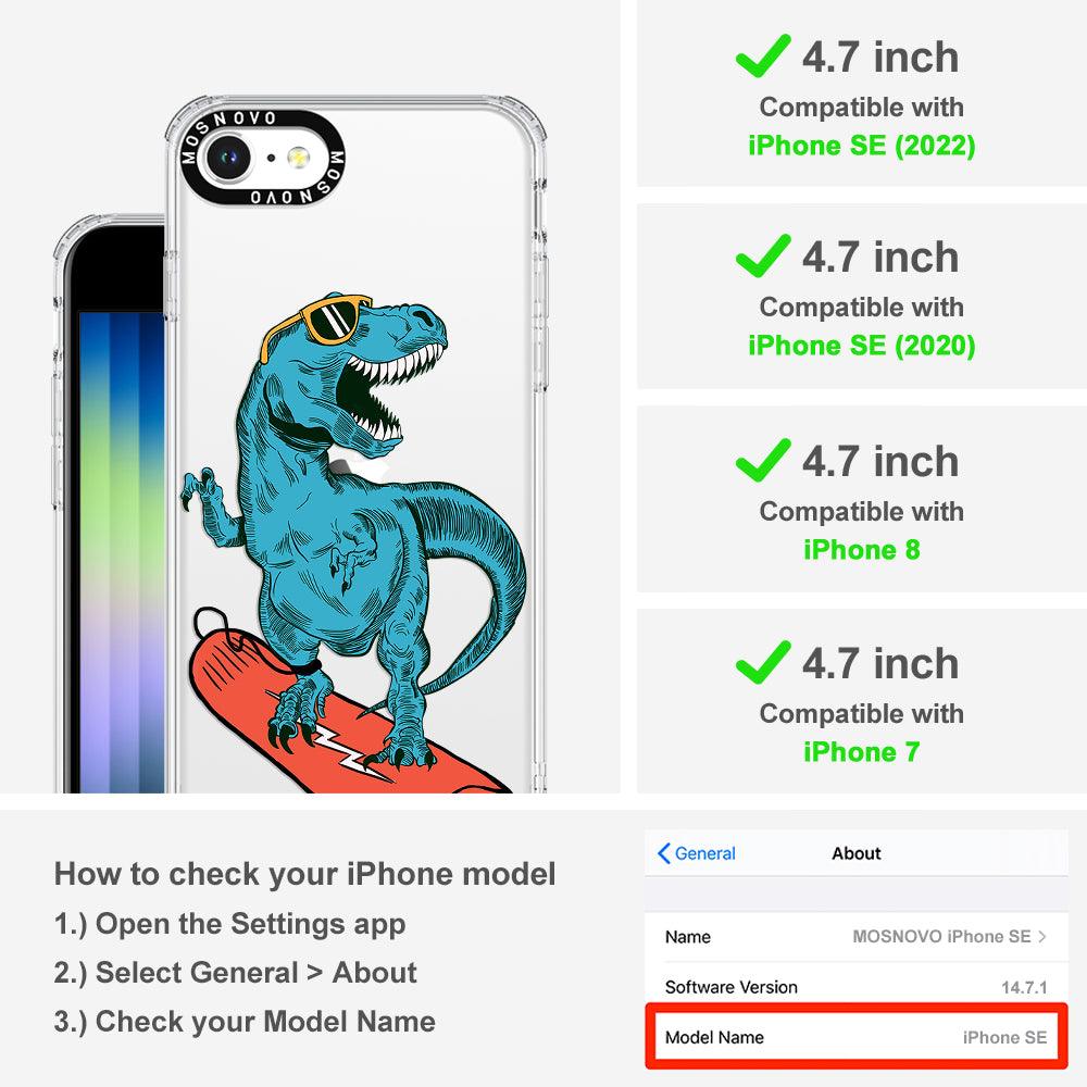 Surfing Dinosaur Phone Case - iPhone SE 2022 Case - MOSNOVO