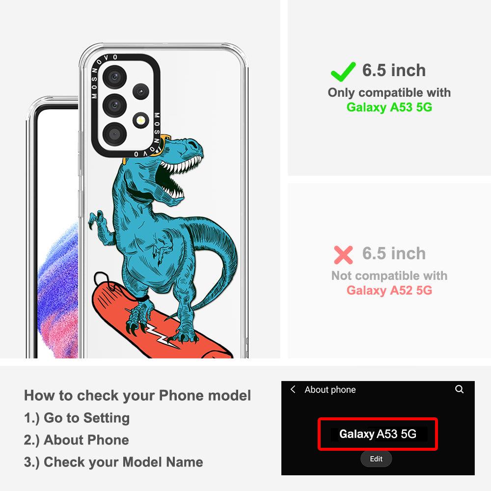 Surfing Dinosaur Phone Case - Samsung Galaxy A53 Case - MOSNOVO