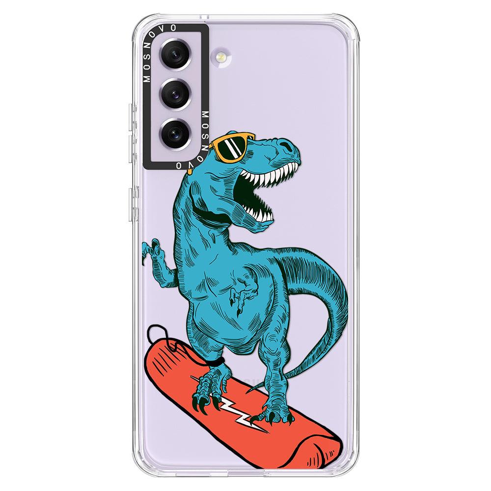 Surfing Dinosaur Phone Case - Samsung Galaxy S21 FE Case - MOSNOVO