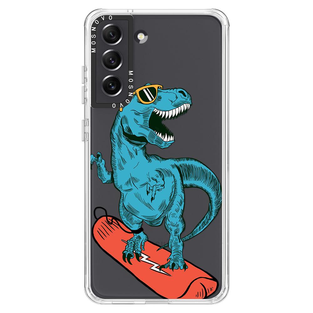 Surfing Dinosaur Phone Case - Samsung Galaxy S21 FE Case - MOSNOVO