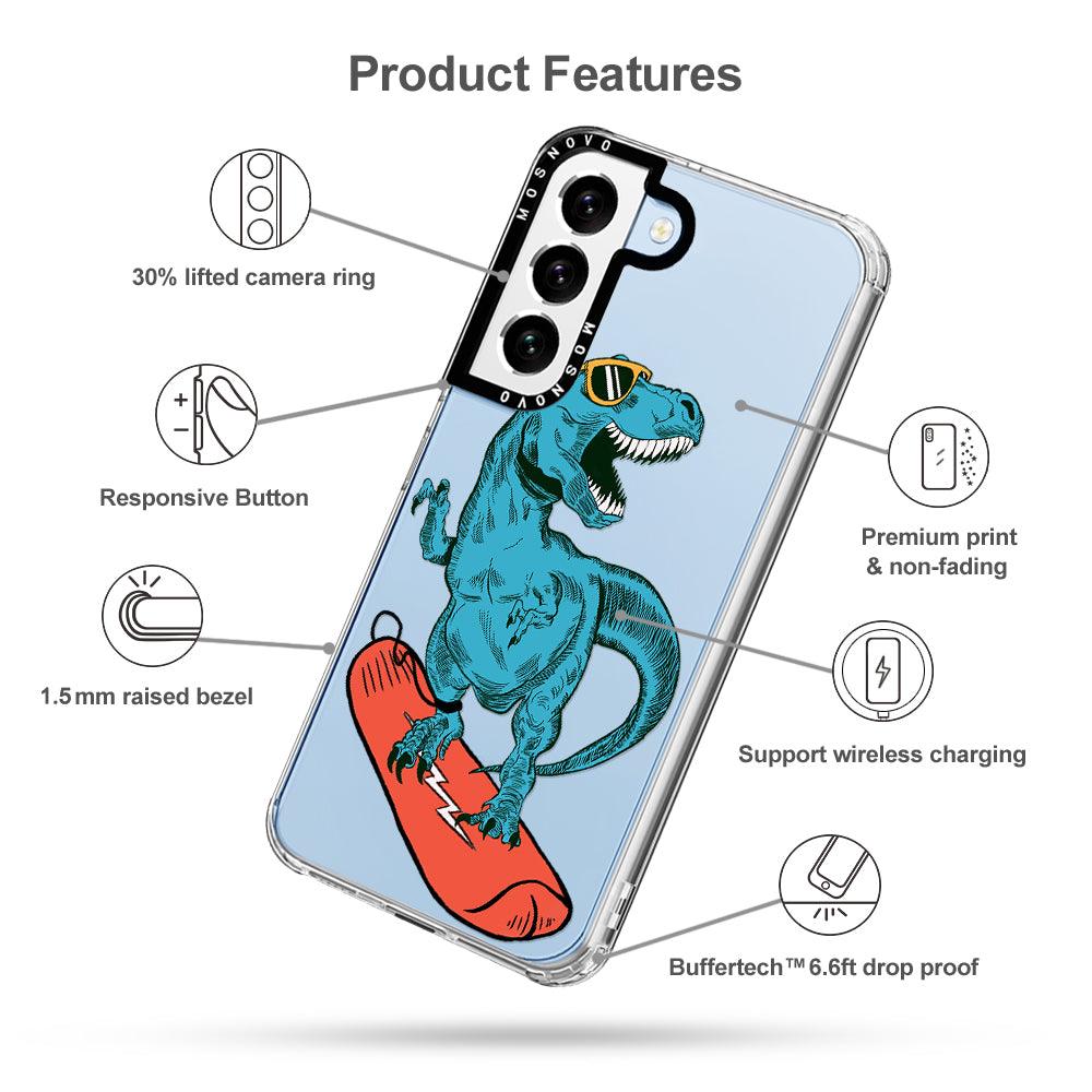 Surfing Dinosaur Phone Case - Samsung Galaxy S22 Case - MOSNOVO