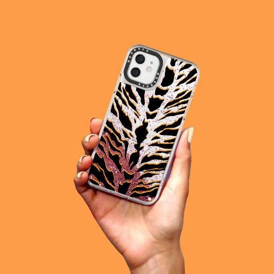 Tiger Print Glitter Phone Case - iPhone 12 Mini Case - MOSNOVO