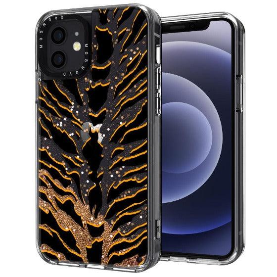 Tiger Print Glitter Phone Case - iPhone 12 Mini Case - MOSNOVO