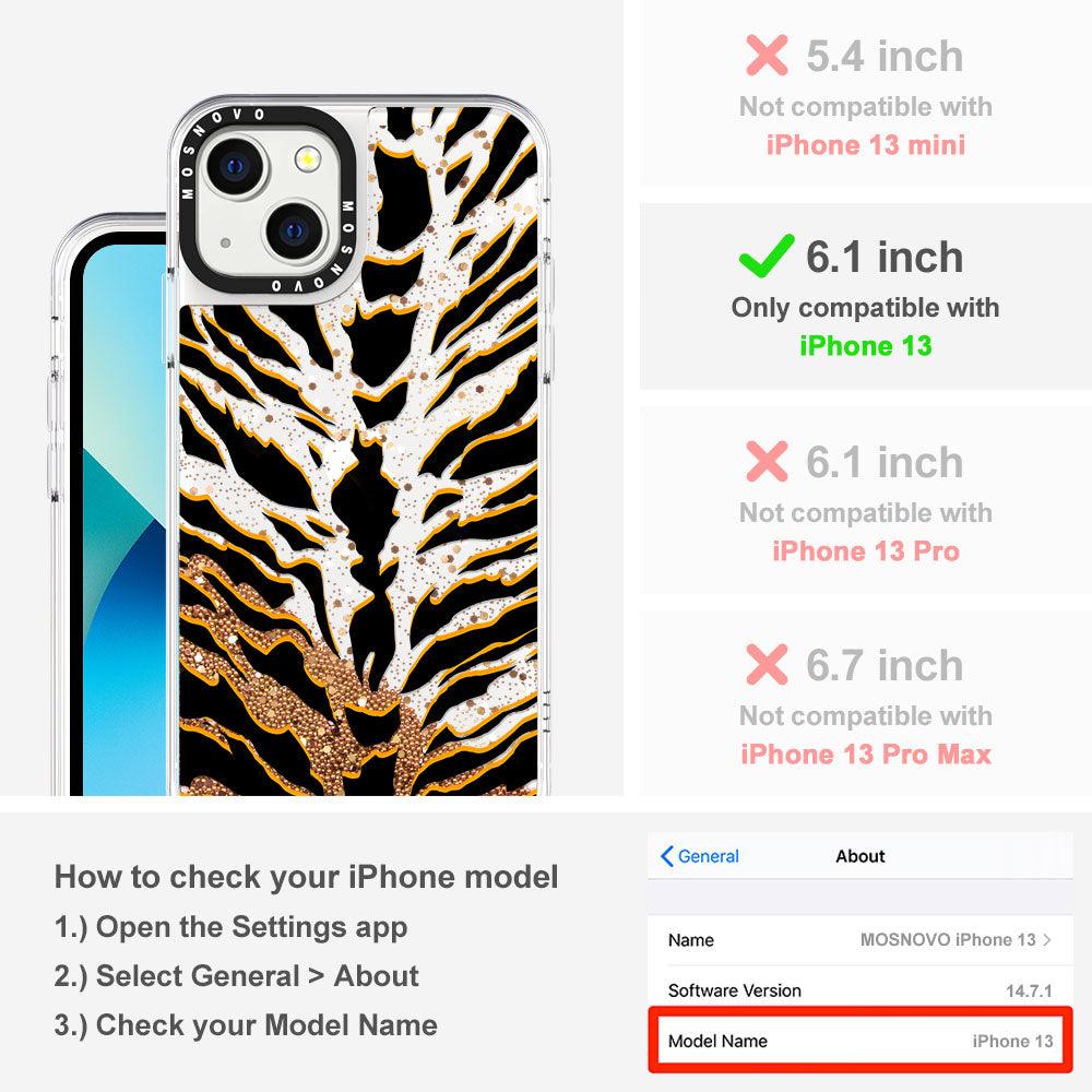 Tiger Print Glitter Phone Case - iPhone 13 Case - MOSNOVO