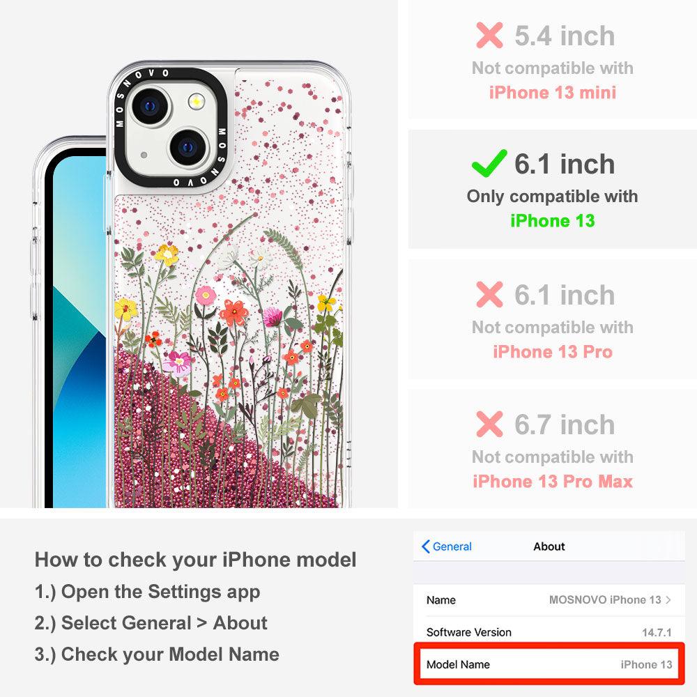 Tiny Wildflower Glitter Phone Case - iPhone 13 Case - MOSNOVO