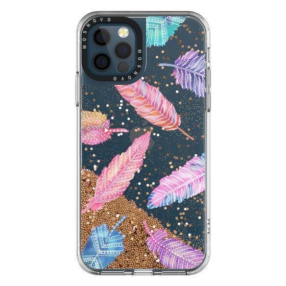 Tribal Feathers Glitter Phone Case - iPhone 12 Pro Max Case - MOSNOVO