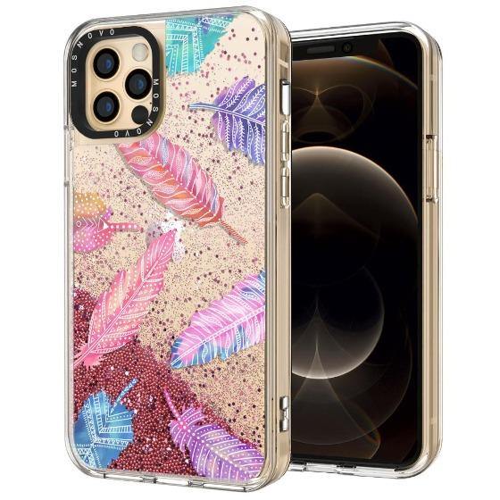 Tribal Feathers Glitter Phone Case - iPhone 12 Pro Max Case - MOSNOVO
