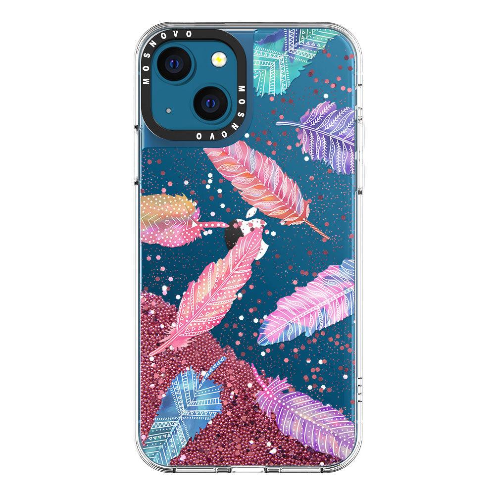 Tribal Feathers Glitter Phone Case - iPhone 13 Case - MOSNOVO