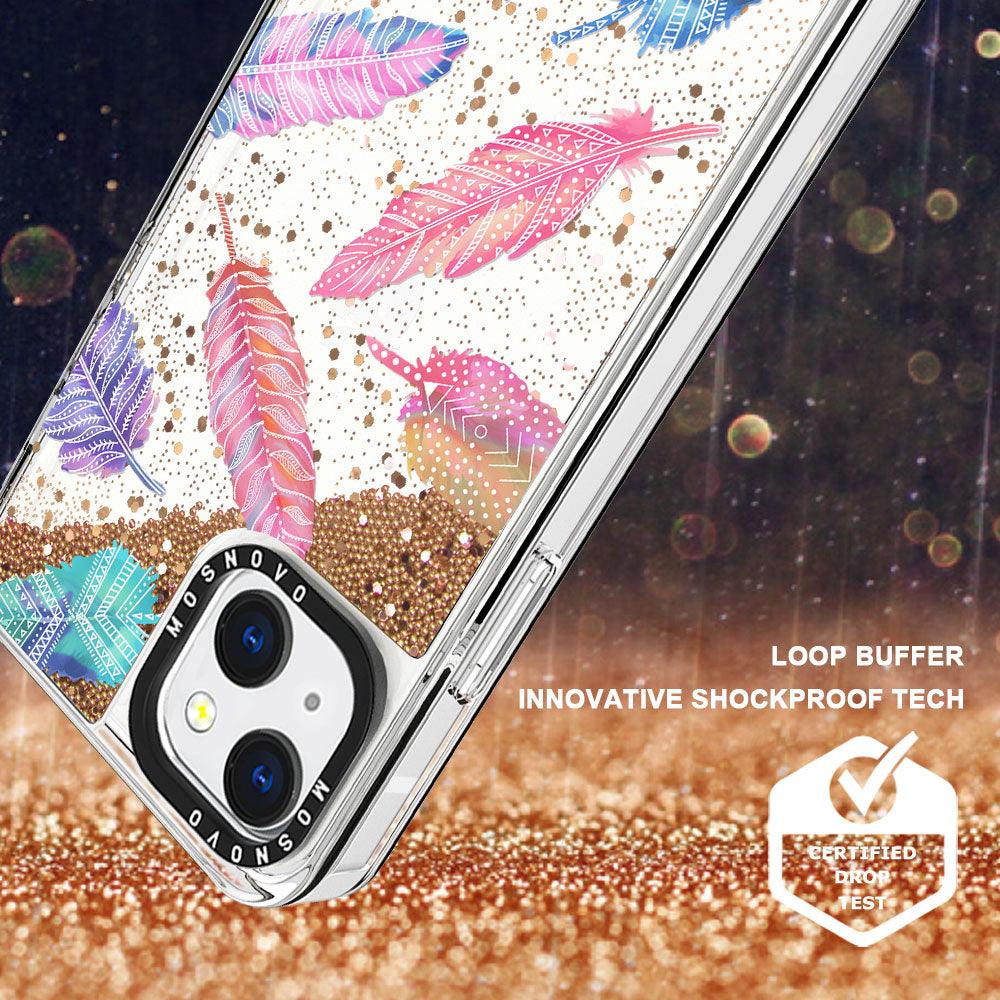 Tribal Feathers Glitter Phone Case - iPhone 13 Case - MOSNOVO