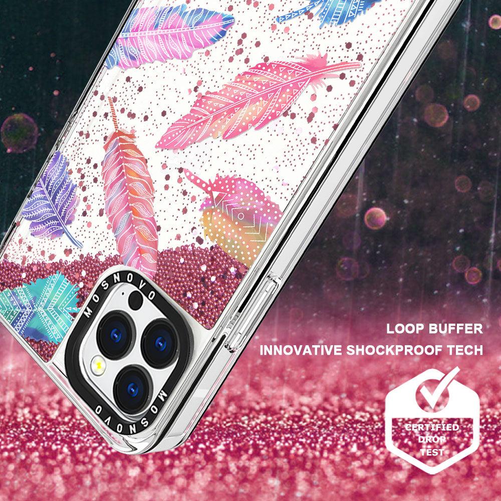 Tribal Feathers Glitter Phone Case - iPhone 13 Pro Case - MOSNOVO
