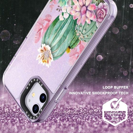 Tropical Cactus Succulents Glitter Phone Case - iPhone 11 Case - MOSNOVO