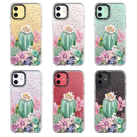 Tropical Cactus Succulents Glitter Phone Case - iPhone 11 Case - MOSNOVO