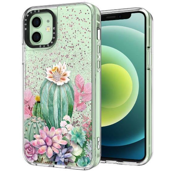Tropical Cactus Succulents Glitter Phone Case - iPhone 12 Case - MOSNOVO