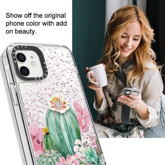 Tropical Cactus Succulents Glitter Phone Case - iPhone 12 Mini Case - MOSNOVO