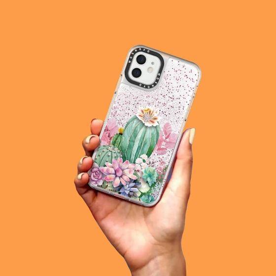 Tropical Cactus Succulents Glitter Phone Case - iPhone 12 Mini Case - MOSNOVO