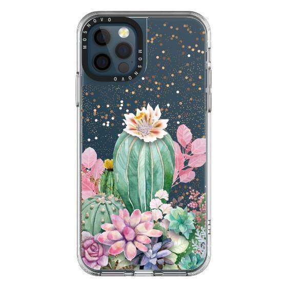 Tropical Cactus Succulents Glitter Phone Case - iPhone 12 Pro Case - MOSNOVO