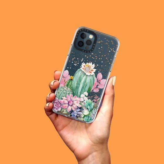 Tropical Cactus Succulents Glitter Phone Case - iPhone 12 Pro Max Case - MOSNOVO