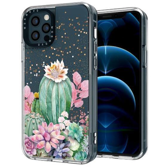 Tropical Cactus Succulents Glitter Phone Case - iPhone 12 Pro Max Case - MOSNOVO
