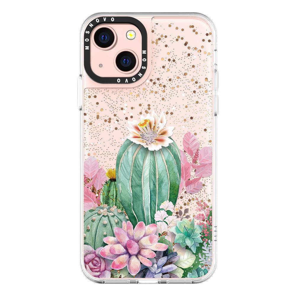 Tropical Cactus Succulents Glitter Phone Case - iPhone 13 Case - MOSNOVO