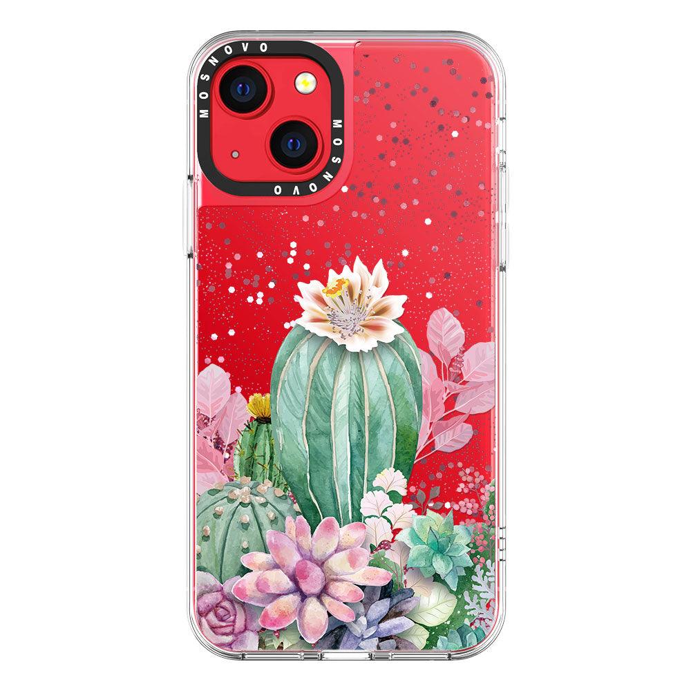 Tropical Cactus Succulents Glitter Phone Case - iPhone 13 Case - MOSNOVO