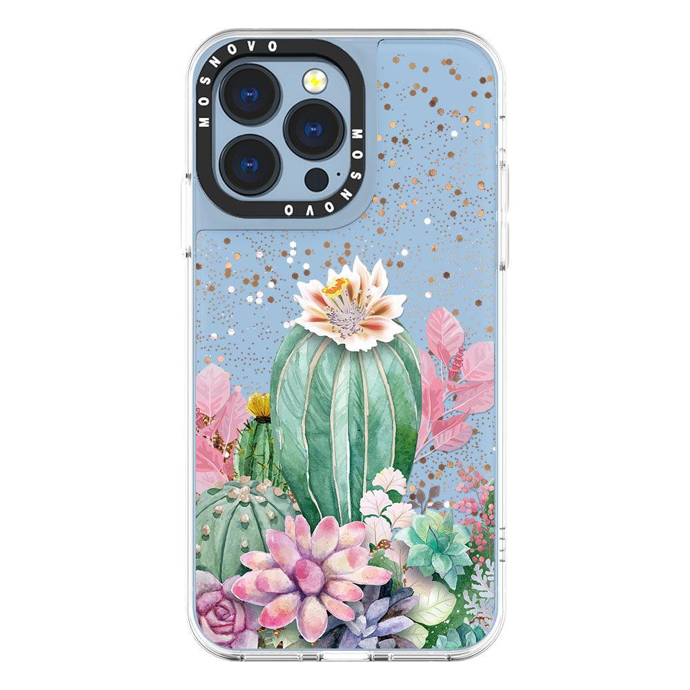 Tropical Cactus Succulents Glitter Phone Case - iPhone 13 Pro Case - MOSNOVO
