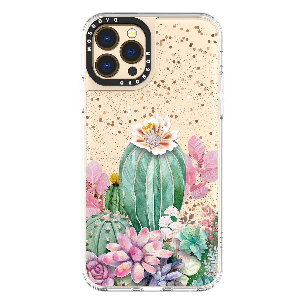 Tropical Cactus Succulents Glitter Phone Case - iPhone 13 Pro Max Case - MOSNOVO
