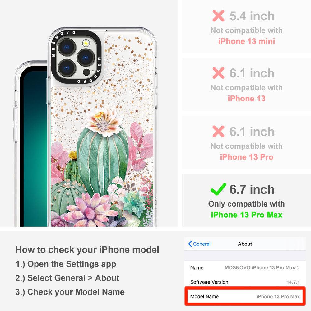 Tropical Cactus Succulents Glitter Phone Case - iPhone 13 Pro Max Case - MOSNOVO