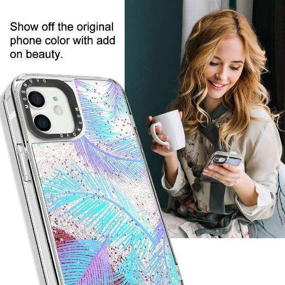 Tropical Palm Leaf Glitter Phone Case - iPhone 12 Mini Case - MOSNOVO