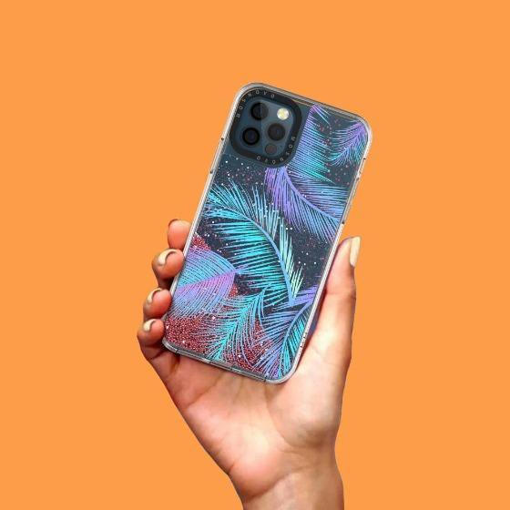 Tropical Palm Leaf Glitter Phone Case - iPhone 12 Pro Case - MOSNOVO