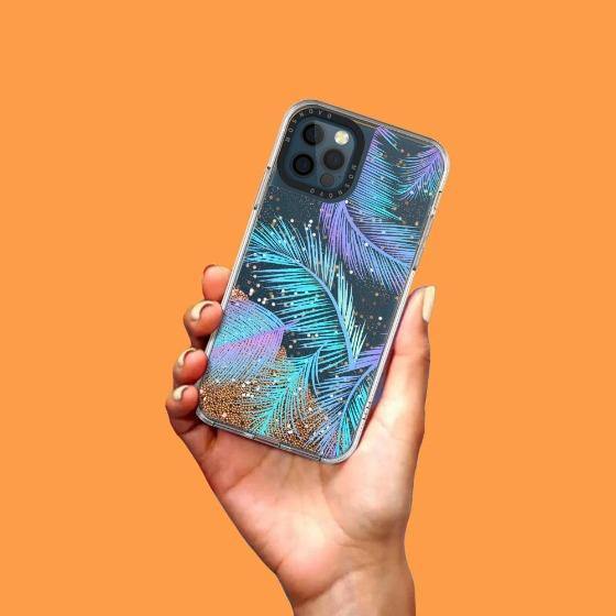 Tropical Palm Leaf Glitter Phone Case - iPhone 12 Pro Case - MOSNOVO
