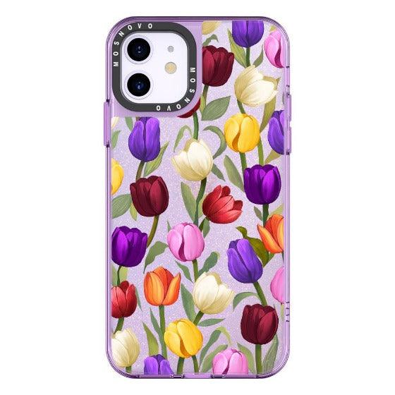 Tulip Glitter Phone Case - iPhone 11 Case - MOSNOVO