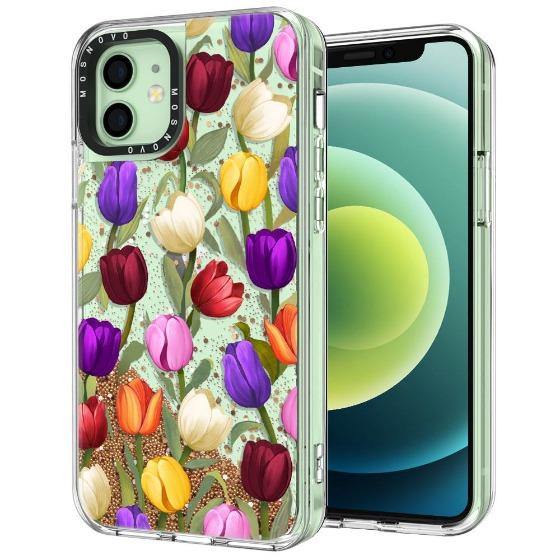 Tulip Glitter Phone Case - iPhone 12 Mini Case - MOSNOVO