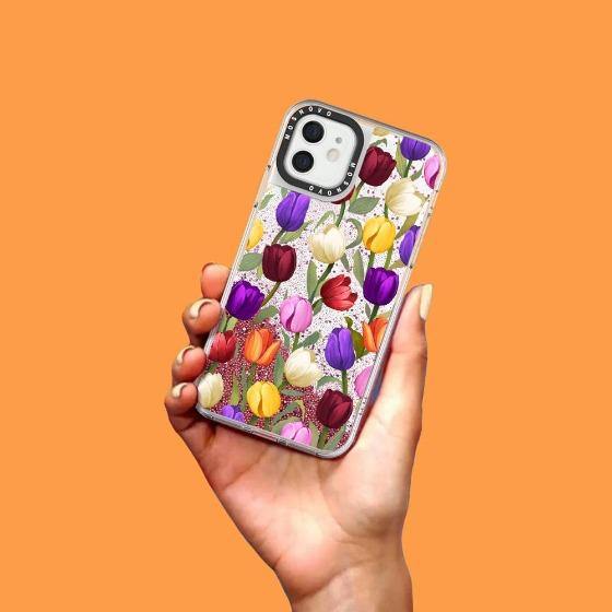 Tulip Glitter Phone Case - iPhone 12 Mini Case - MOSNOVO