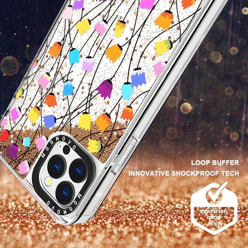 Tulips Bloom Floral Glitter Phone Case - iPhone 13 Pro Max Case - MOSNOVO