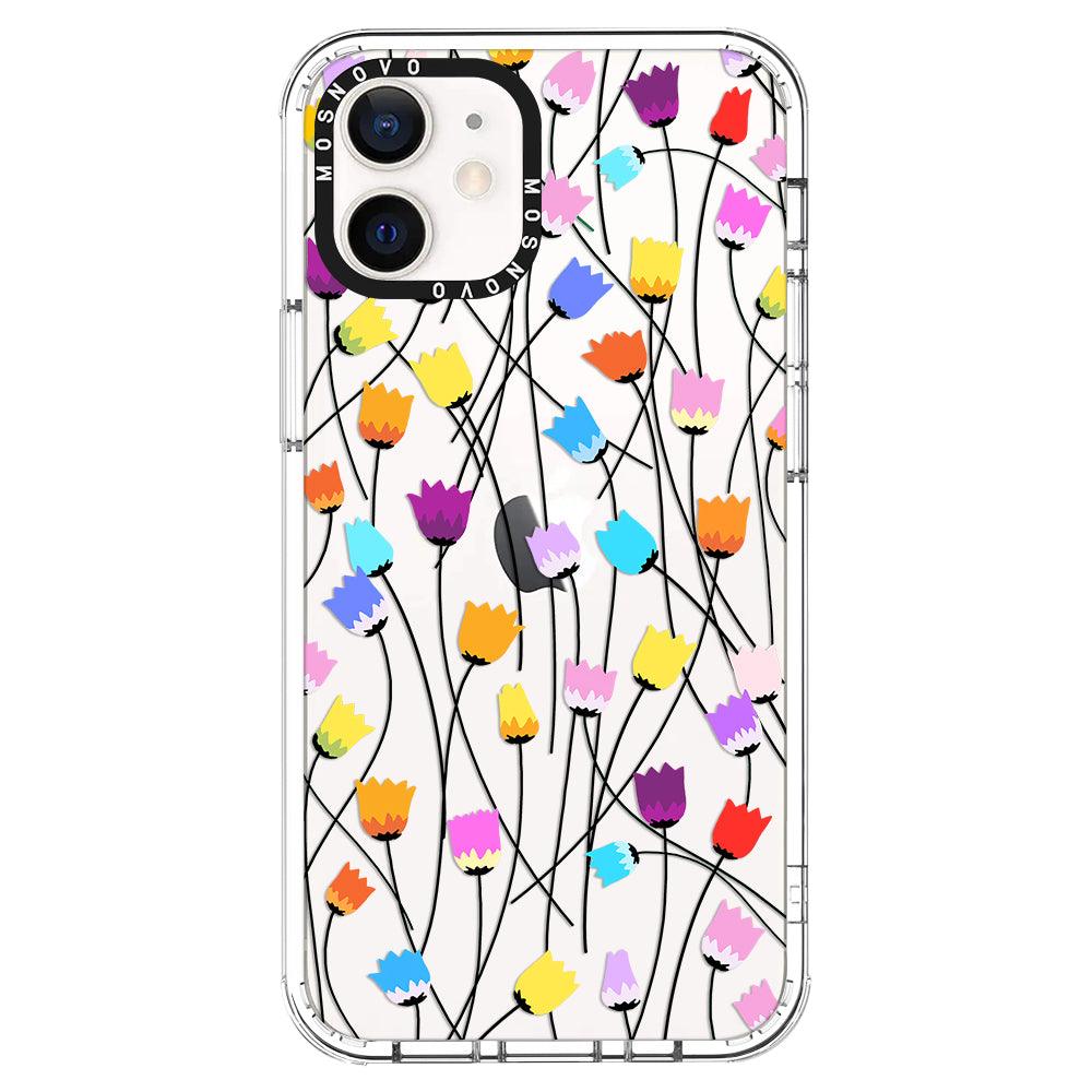 Tulips Bloom Floral Phone Case - iPhone 12 Mini Case - MOSNOVO