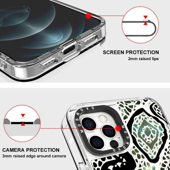 Turquoise Snake Skin Glitter Phone Case - iPhone 12 Pro Case - MOSNOVO