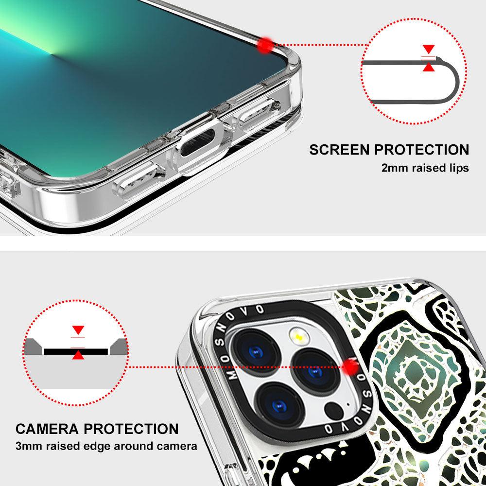 Turquoise Snake Skin Glitter Phone Case - iPhone 13 Pro Max Case - MOSNOVO