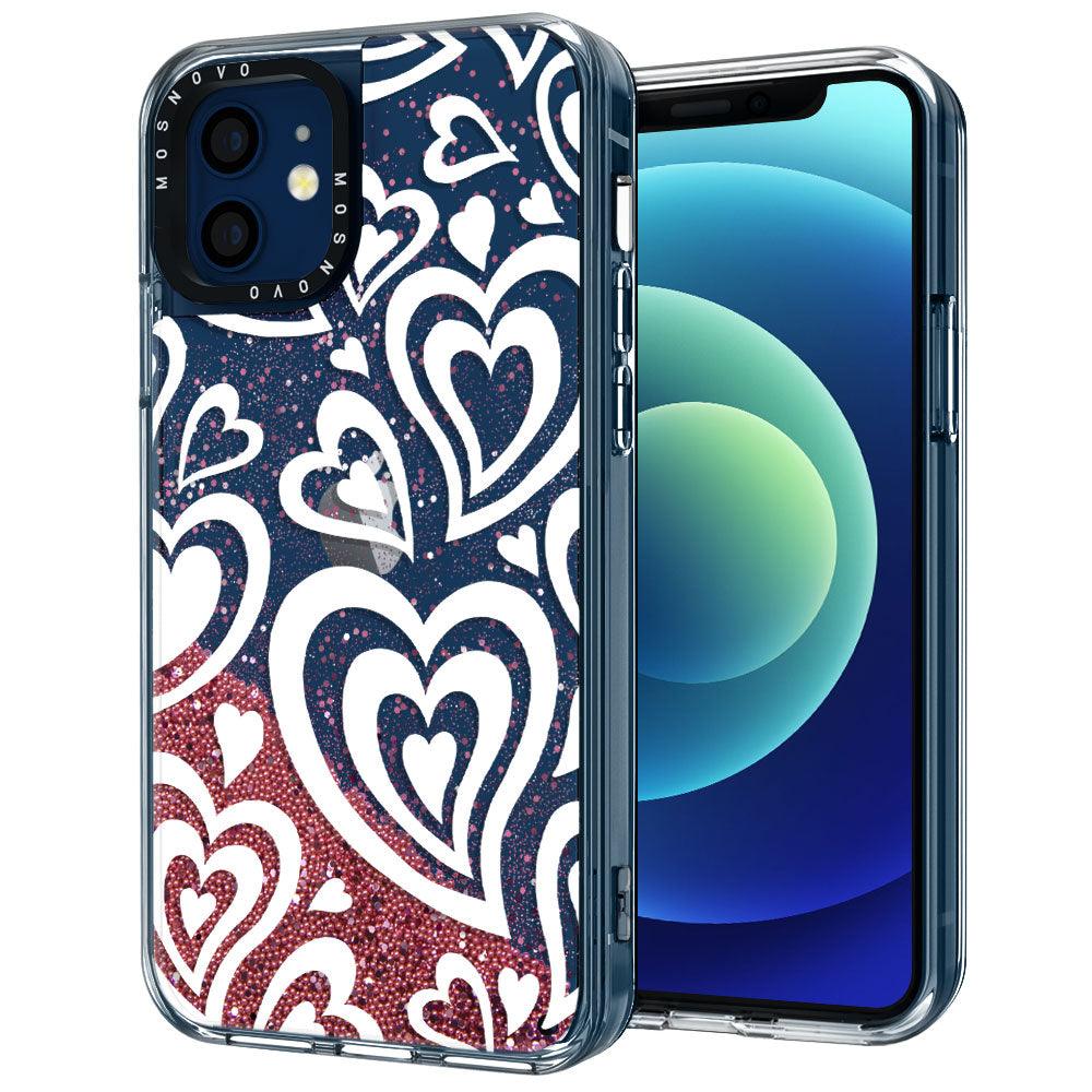 Twist Heart Glitter Phone Case - iPhone 12 Mini Case - MOSNOVO