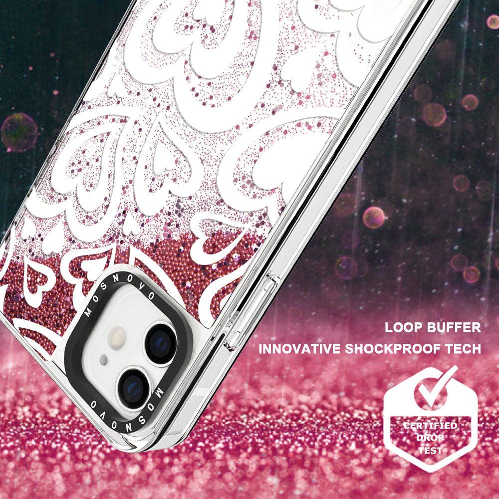 Twist Heart Glitter Phone Case - iPhone 12 Mini Case - MOSNOVO