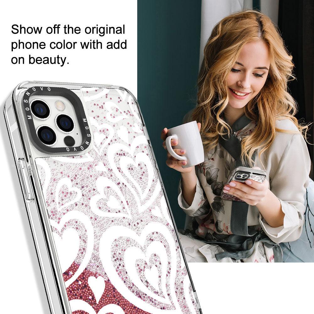 Twist Heart Glitter Phone Case - iPhone 12 Pro Max Case - MOSNOVO