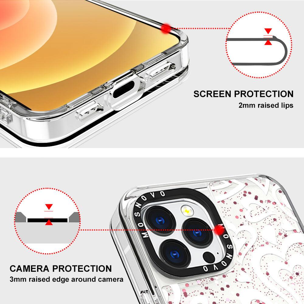 Twist Heart Glitter Phone Case - iPhone 13 Pro Max Case - MOSNOVO