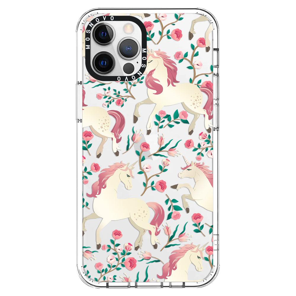 Unicorn with Floral Phone Case - iPhone 12 Pro Case - MOSNOVO