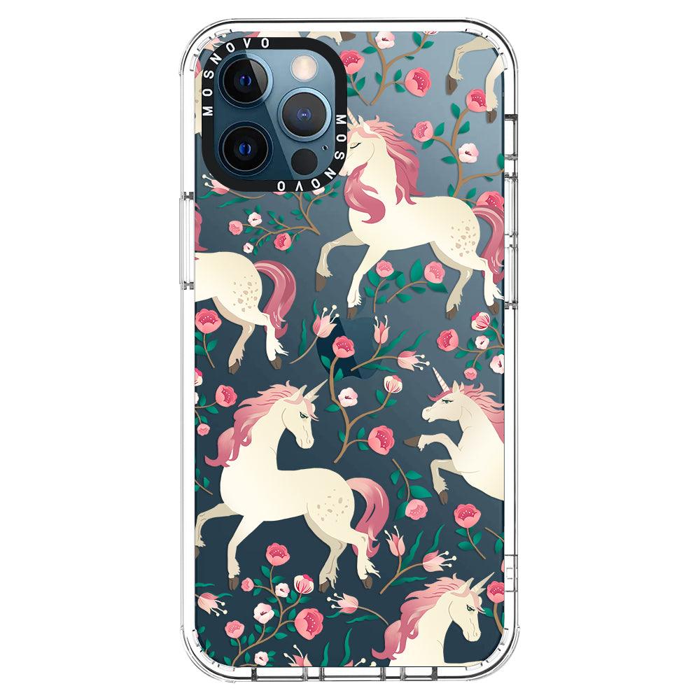Unicorn with Floral Phone Case - iPhone 12 Pro Case - MOSNOVO