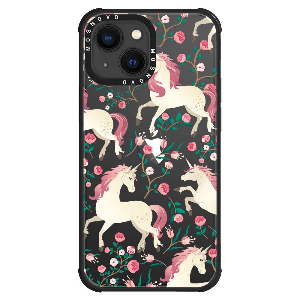 Unicorn with Floral Phone Case - iPhone 13 Case - MOSNOVO