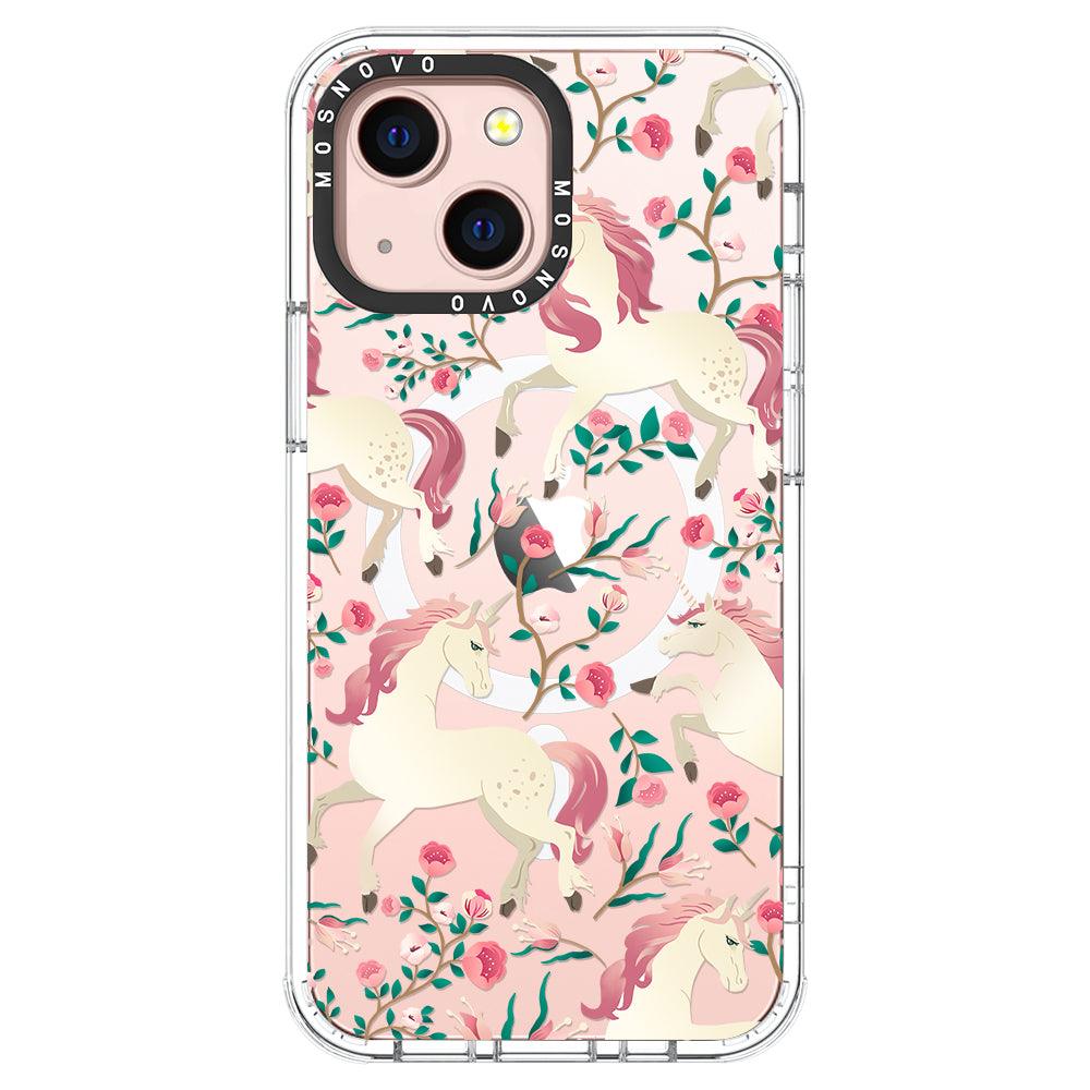 Unicorn with Floral Phone Case - iPhone 13 Case - MOSNOVO