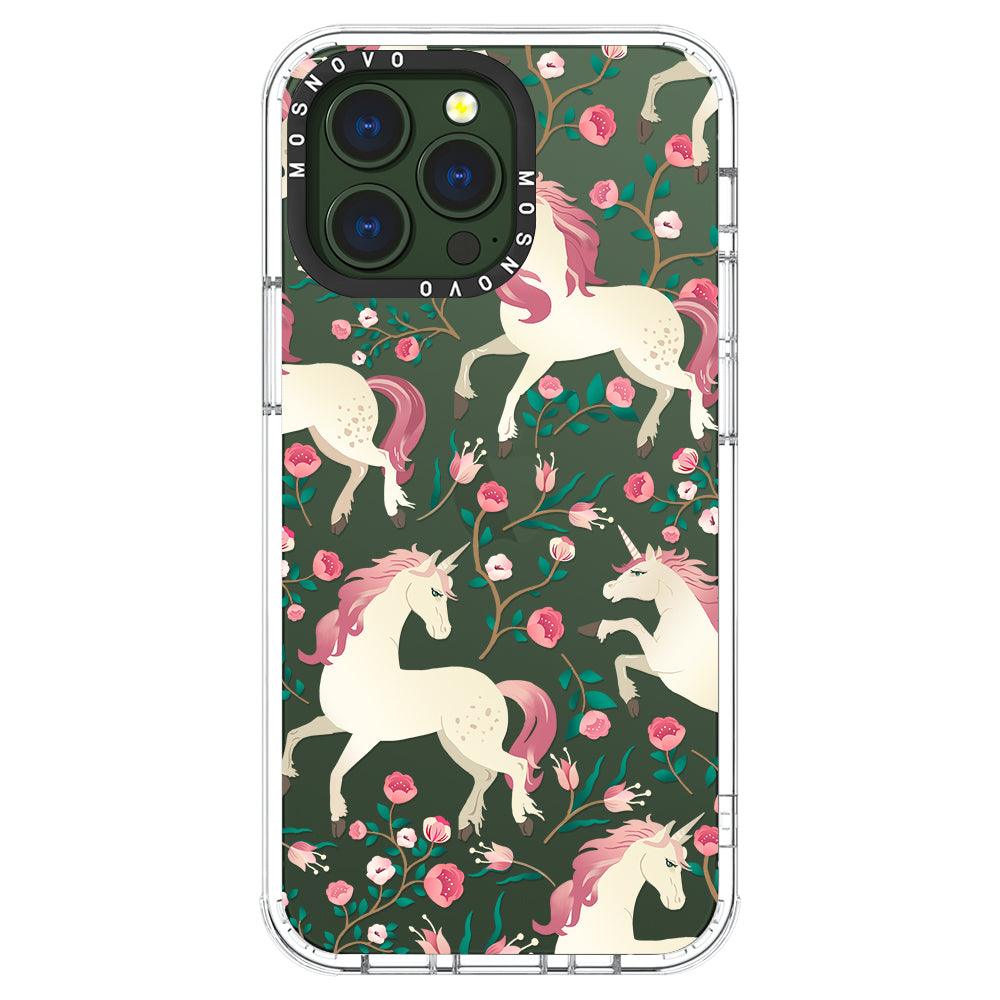 Unicorn with Floral Phone Case - iPhone 13 Pro Case - MOSNOVO