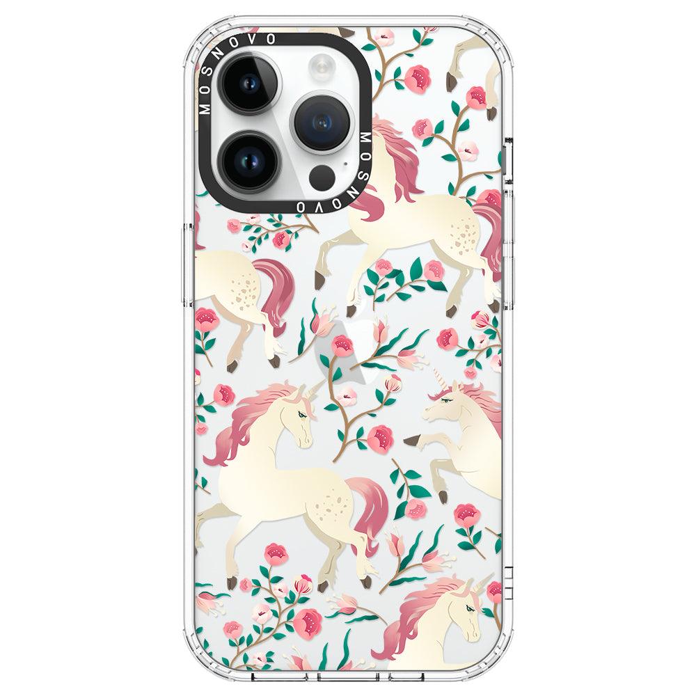 Unicorn with Floral Phone Case - iPhone 14 Pro Max Case - MOSNOVO
